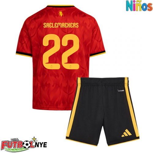 Camiseta Bélgica Alexis Saelemaekers #22 Primera Equipación para niños Mundial 2026 manga corta (+ pantalones cortos)
